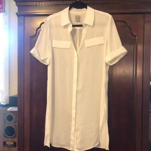 Chico’s White Summer Dress or Coverup Silk Feel Polyester Ease! SZ 1